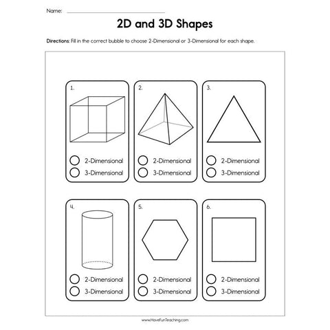 2D and 3D Shapes Worksheet
