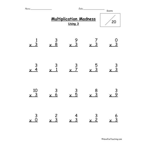 Multiplication Worksheet 2