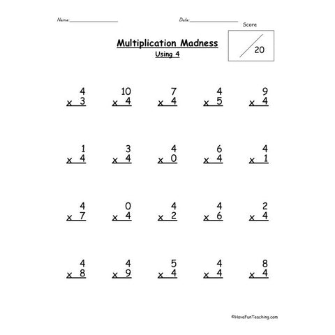 Multiplication Worksheet 3