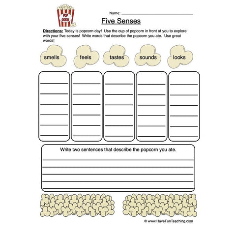 5 Senses Worksheet 2