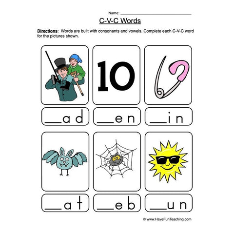 CVC Worksheet 2