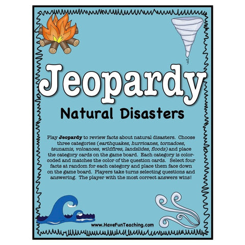 Jeopardy Natural Disasters Game