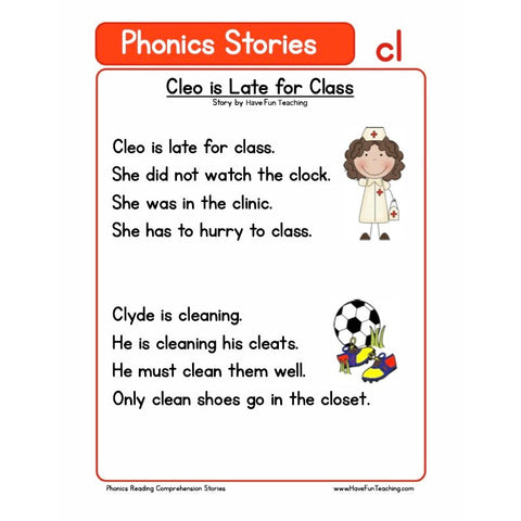 Phonics Reading Comprehension Cl Worksheet