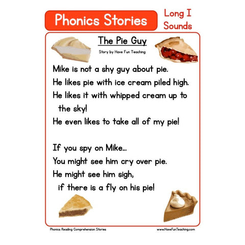 Phonics Reading Comprehension Long I Worksheet