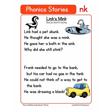 Phonics Reading Comprehension Nk Worksheet