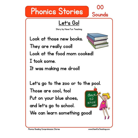 Phonics Reading Comprehension Oo Sounds Worksheet