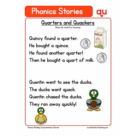Phonics Reading Comprehension Qu Worksheet