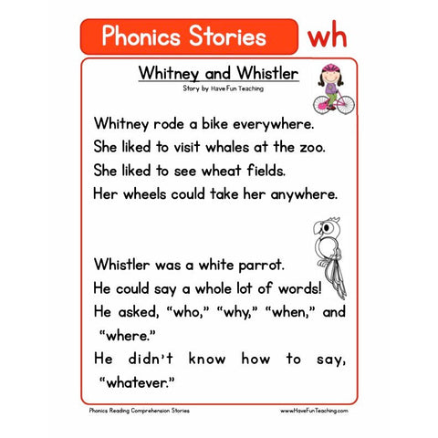 Phonics Reading Comprehension Wh Worksheet