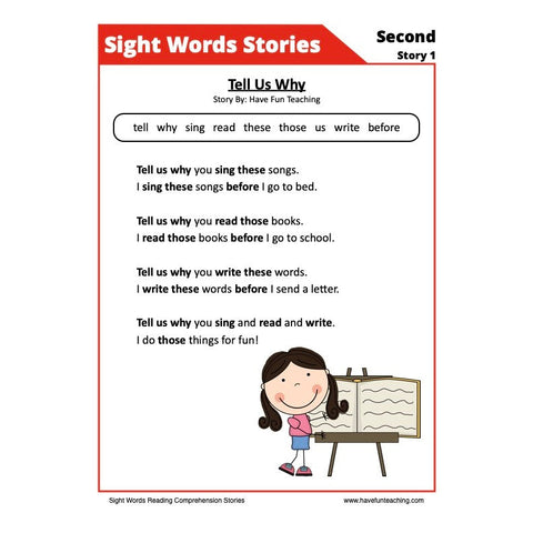Sight Words Reading Comprehension 16 Second Worksheet
