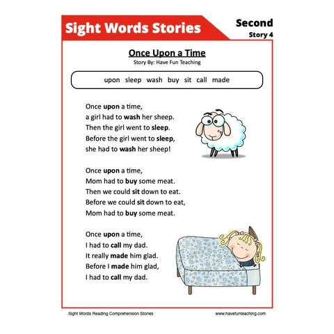 Sight Words Reading Comprehension 19 Second Worksheet