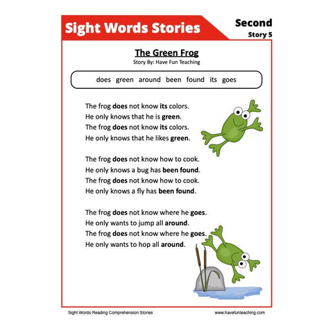 Sight Words Reading Comprehension 20 Second Worksheet