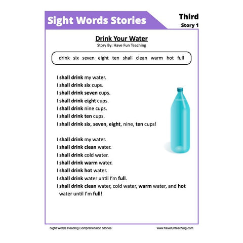 Sight Words Reading Comprehension 22 Third Worksheet
