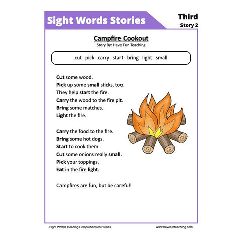 Sight Words Reading Comprehension 23 Third Worksheet