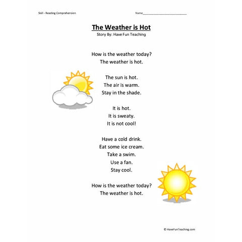 The Weather Reading Comprehension Hot Worksheet