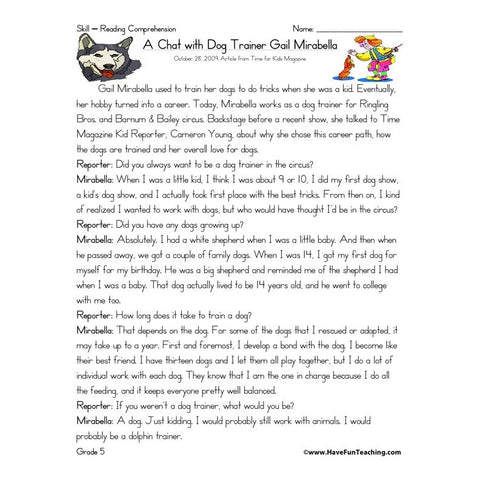 A Chat with a Dog Trainer Worksheet