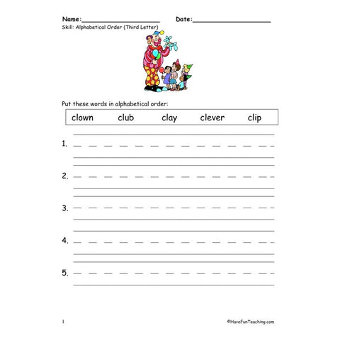 Alphabetical Order Worksheet 2
