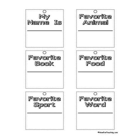 About Me Mobile Worksheet