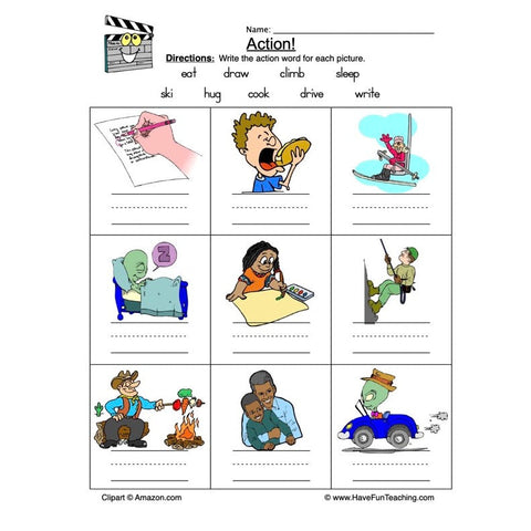 Action Words Worksheet 2