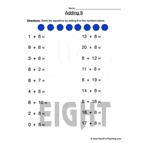 Add Eight Worksheet