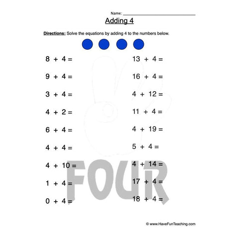 Add Four Worksheet