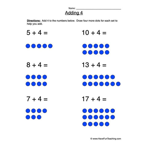 Add Four Worksheet 2
