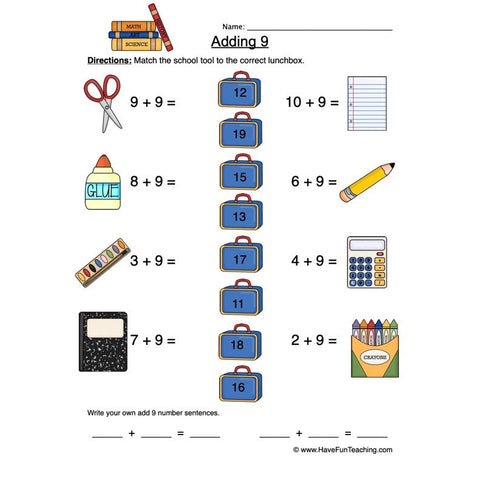 Add Nine Worksheet 2