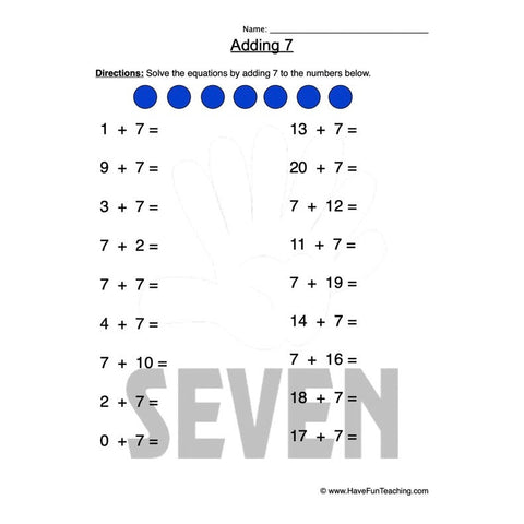 Add Seven Worksheet