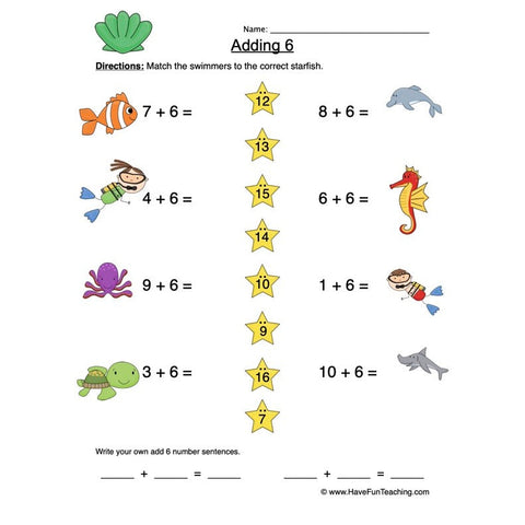 Adding Six Worksheet 2