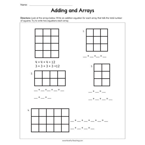 Adding and Arrays Worksheet