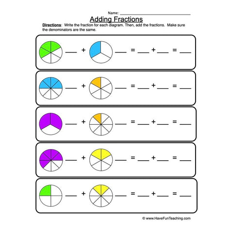 Adding Fractions Worksheet 3