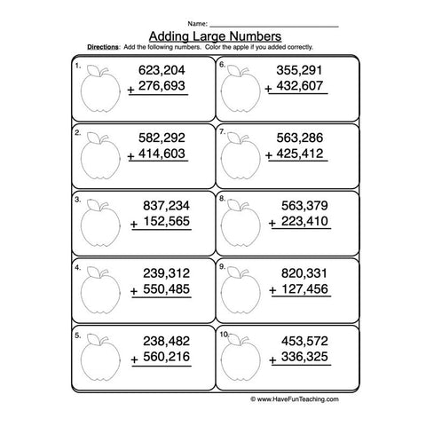 Adding Hundred Thousands No Regrouping Worksheet 2