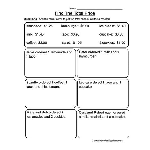 Adding Money Worksheet 2