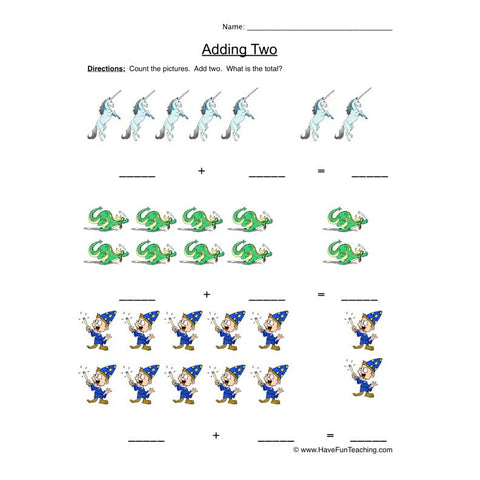 Adding Two Count the Pictures Worksheet