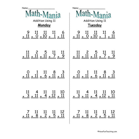 Addition 11 Worksheet