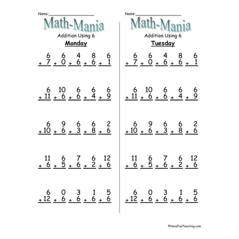 Addition 6 Worksheet