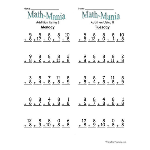 Addition 8 Worksheet