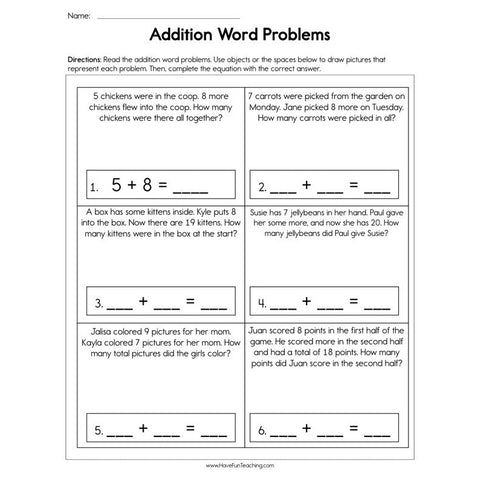 Addition Word Problems Worksheet 3