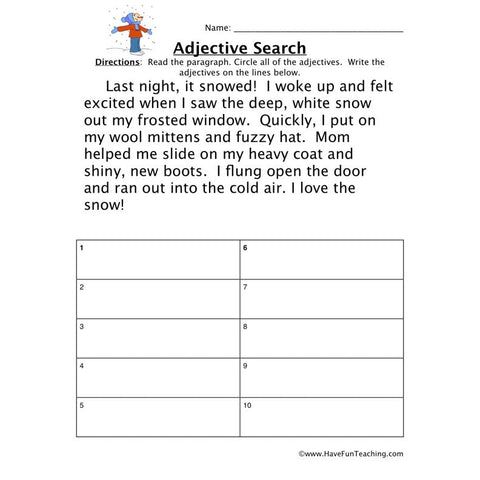 Adjective Worksheet 4