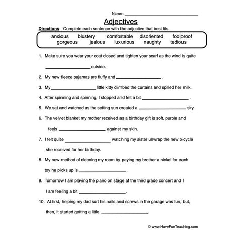 Adjectives Worksheet 2