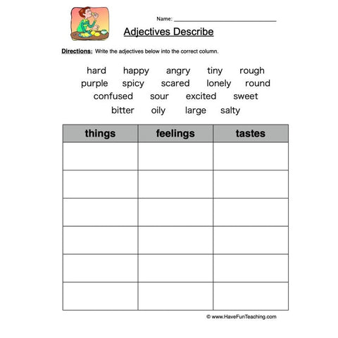 Adjectives 1 Worksheet