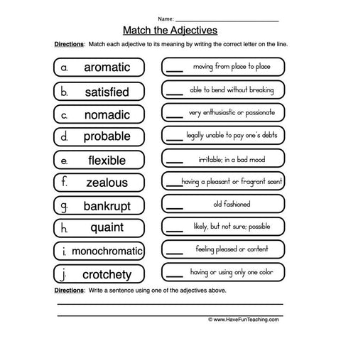 Adjectives Worksheet 4