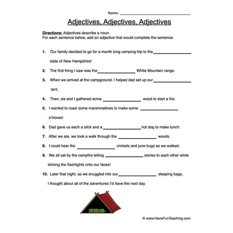 Adjectives Worksheet 10
