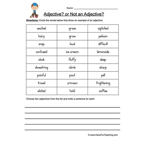 Adjectives 6 Worksheet