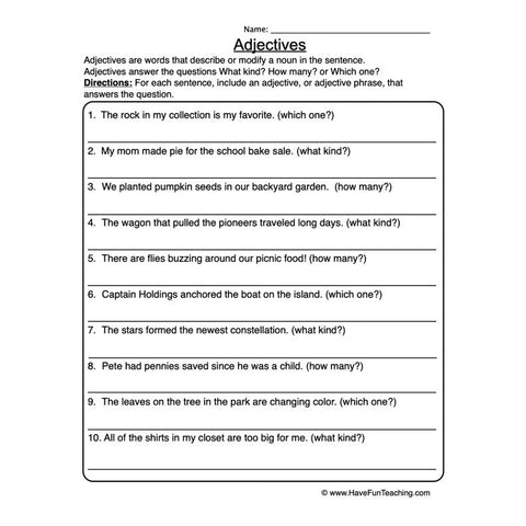 Adjectives Worksheet 12