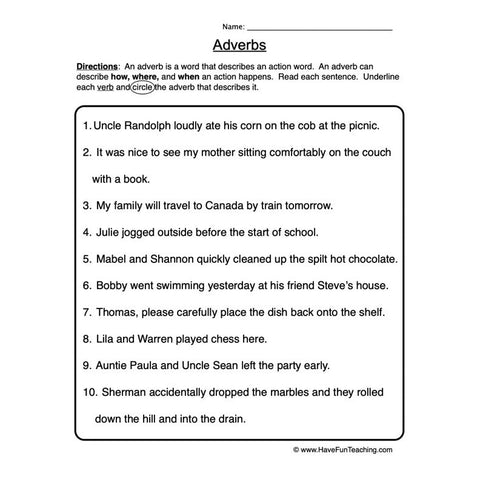 Adverb Worksheet 3