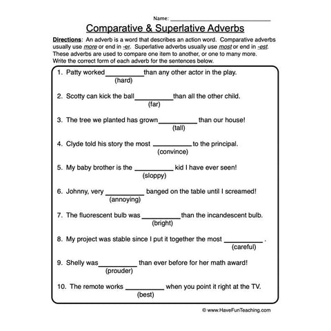 Adverb Worksheet 4