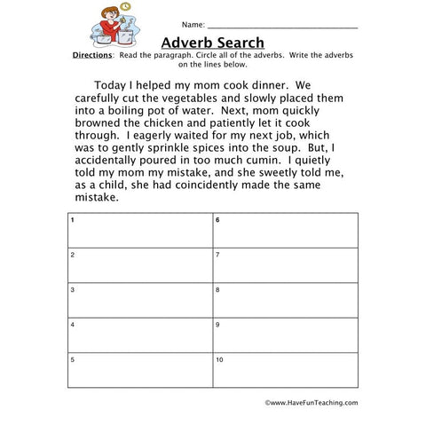 Adverb Worksheet 6