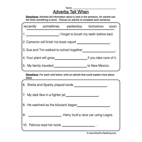 Adverbs Worksheet 5