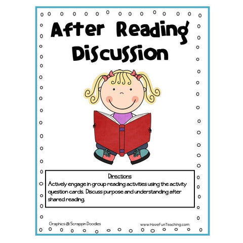 After Reading Discussion Cards Game