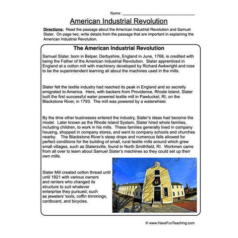 Agriculture Industrial Worksheet 2